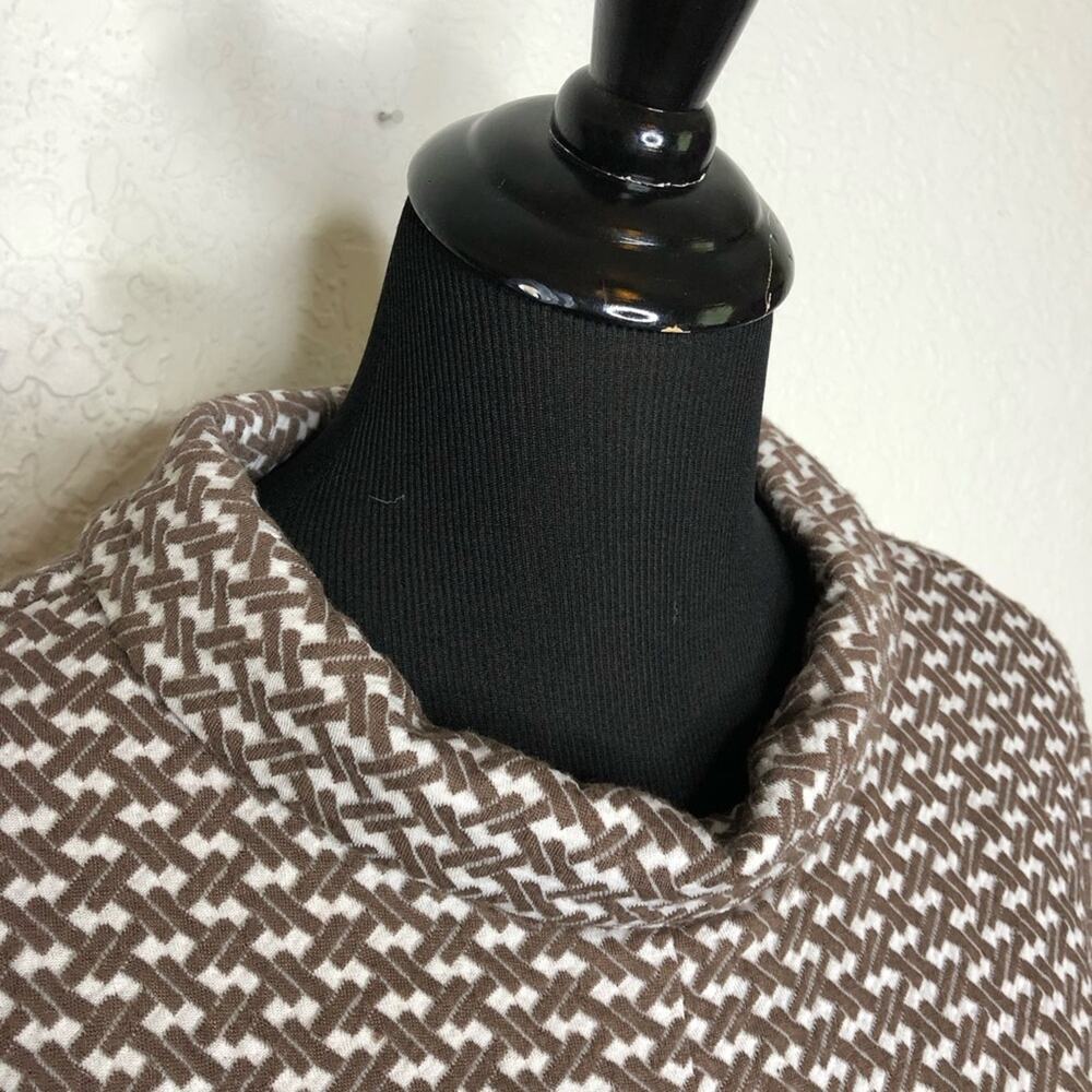 Tyler Boe brown white geometric knit collared shift dress size Medium - Picture 7 of 16